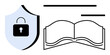 © robu_s - Shield with padlock and open book symbolizing secure information, knowledge protection, privacy, and access control. Ideal for cybersecurity, education, data privacy, compliance, digital safety