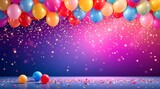 Colorful Balloons and Confetti Against Gradient Backdrop for Celebration