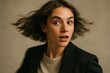 © Jelena - Dynamic portrait of young adult turning mid motion with motion blur and depth and soft studio light