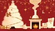 © Yijia - Plush Christmas tree, warm fireplace, whimsical cozy Christmas scene