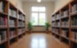 © Daniel - Abstract blurred public library interior space. blurry room with bookshelves by defocused effect. use for background or backdrop in business or education concepts. Generative Ai. High quality