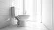 © Zembeco - The elegance of a white toilet complementing contemporary bathroom decor.