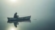 © Anak - Lone Fisherman on a Misty Lake at Sunrise.