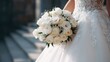 © Pavel - Bridal elegance captured with a beautiful bouquet of white roses at a serene outdoor venue