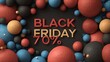 © Mitchell - Stunning Black Friday 70% off sale announcement with vibrant spheres and bold typography