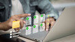 © จุฑารัตน์ เจริญวงษ์ - Person using laptop with digital document management and cloud storage system concept