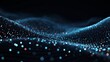 © Mitchell - Dynamic glowing digital particles flow across a dark, abstract waveform, representing data streams and modern technology.