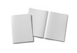 © sdecoret - Open magazine and magazine cover isolated on transparent background. Cut out blank brochure mockup 3D rendering