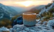 © Siam - Morning coffee on a mountain top with sunrise, creating a peaceful scenery