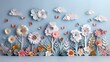 © cloud7days - A whimsical cut-out paper banner of a magical forest with colorful leaves, perfect for a child's fairy-tale dream.