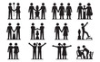 ©  graphicdeck - Collection of diverse couple silhouettes holding hands and embracing in various poses
