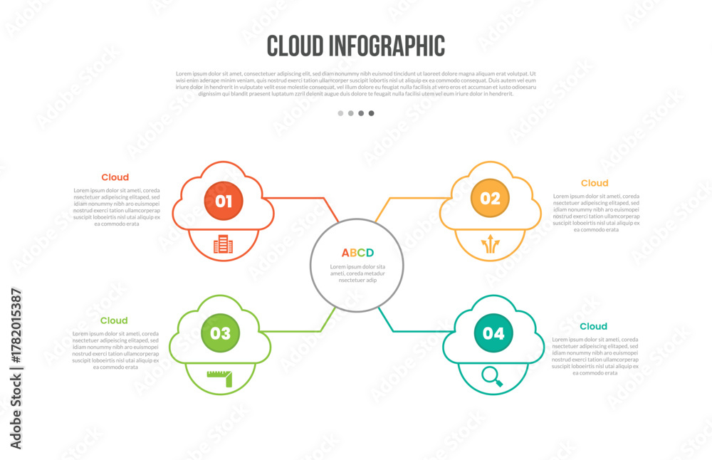 Cloud base shape infographics template diagram with circle center with ...