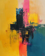 © SabiraArt - Bold abstract painting with vibrant color blocks and textured brushstrokes evokes energy and modern artistic expression.