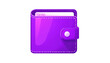 © Jusmawati - Glossy, purple cartoon wallet icon with a white card sticking out, on a black background