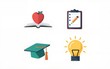 © Mia - Homework study school icons set. Flat illustration of 4 homework study school vector icons for web. High quality