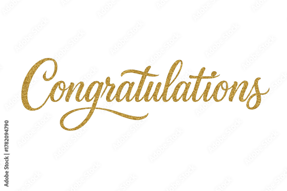 Elegant golden glitter script text congratulations isolated on ...