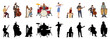 © Dhiraj - musicians playing different instruments vector silhouette illustration