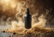 © Zeeshan Sharfi - Mystical Aroma: An enigmatic black spray bottle emanates wisps of fragrant smoke. the scene blends simplicity with allure, highlighting the essence and sensory experience of a fragrance or product.