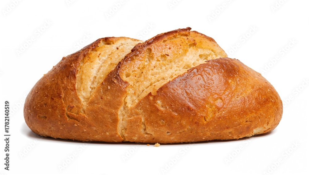 Freshly baked bread loaf on a white background Stock Photo | Adobe Stock