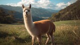 Adult Alpaca surrounded by lush greenery, a symbol of harmony in nature