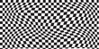 © Top - Trippy checkerboard background. Retro psychedelic checkered wallpaper. Wavy groovy chessboard surface. Distorted geometric pattern. Abstract monochrome vector backdrop