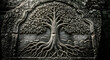 © GGG laboratory - 北欧神話の生命の木、イグドラシルを描いた古代の石彫レリーフ