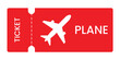 © Ayyam - Ticket airline vector icon with red boarding pass and airplane silhouette in minimalist travel design