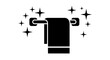 © UDIN - Black glyph icon of a clean, sparkling towel hanging on a bathroom holder.
