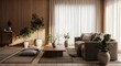 © Riri - Modern living room interior with plants and sofa in natural light