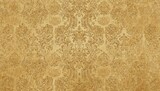 Golden floral ornament brocade fabric design, suitable for luxurious textile applications