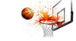 © Ivone - A Basketball flies through the air towards a hoop, splashing paint across the air