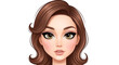 © Muafah - Illustration of a stylish woman with brown hair and makeup, a cartoon avatar