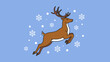 © yudhiecavalera - Majestic reindeer leaping gracefully through the air with elegant antlers.