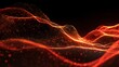 © kirania - Illuminated flowing wave pattern composed of glowing orange particles against a dark background