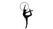 © Hikari Vector Studio - Silhouette of a rhythmic gymnast performing with a hoop, showcasing flexibility and balance