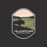 Yellowstone National Park emblem logo vector illustration design, geyser and bison design