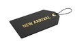 © Creative - PNG  - Black new arrival retail product tag with golden text