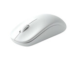Pristine, white, ergonomic computer mouse isolated on black background, showcasing its curved design