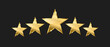 © Olena - Five gold stars on dark background, Rating golden stars icons, Top quality concept, Vector illustration.