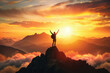 © Pronob Kumar Ray - Reaching New Heights Celebrating Victory atop Majestic Mountains at Sunrise with a Stunning View