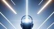 © Design Nest - Human head with glowing brain inside and light beams for intelligence