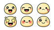 © HM - Cute Kawaii Style Emoji Vector Illustration with Happy Sad Winking and Starry Emotions