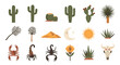 © Igorbmm - Illustration of desert flora and fauna including cactus scorpions and moon for graphic design art