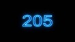 © Positive Thinking - Neon 205 number text icon illustration. Neon counting number.