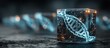 © Yeti - DNA helix encased in a glass cube, set against a blurred background