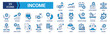 © Luckyicons - Income icon set. Containing money, tax, earnings, payment, accounting, paycheck, work, pension and wages icons. Blue icon collection. Vector illustration.