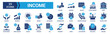 © Luckyicons - Income icon set. Containing money, tax, earnings, payment, accounting, paycheck, work, pension and wages icons. Solid icon collection. Vector illustration.