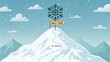 © Asrul - Illustration of Snowflake Above a Mountain with Small Start Banner