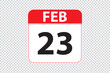 © Rama - February 23 dates calendar icon.  simple and modern calendar icon on white background.
