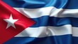 © Viktor - Cuban flag waving with red triangle and white star. Blue and white stripes flutter on silk fabric. National symbol of Cuba represents country identity and patriotism.